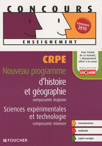 Histoire et géographie composante majeure, sciences expérimentales et technologie composante mineure