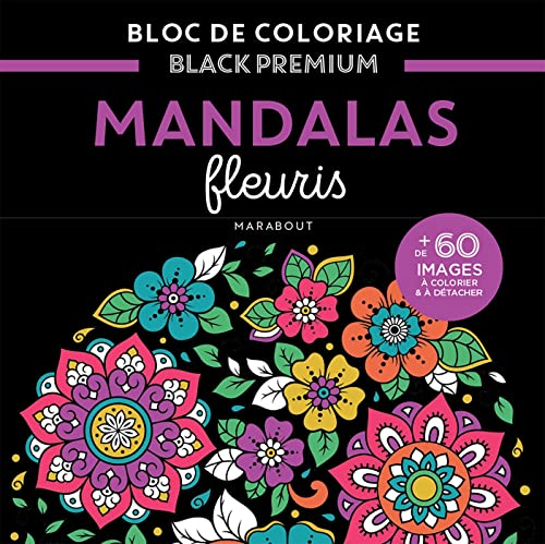 Bloc Black Premium : Mandalas fleuris