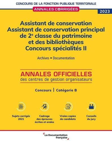 Assistant de conservation, assistant de conservation principal de 2e classe du patrimoine et des bib