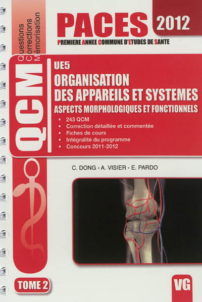 UE5 organisation des appareils et systèmes : aspects morphologiques et fonctionnels : QCM questions 
