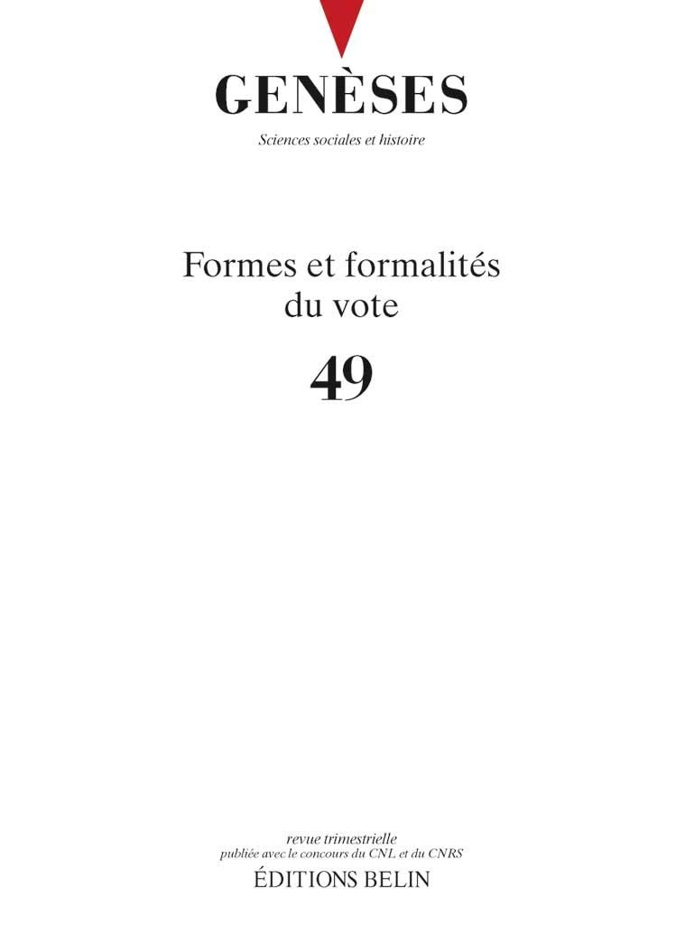 Genèses n°49: Formes et formalités du vote