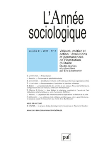 Année sociologique (L'), n° 2 (2011). Valeurs, métier et action : évolutions et permanences de l'ins