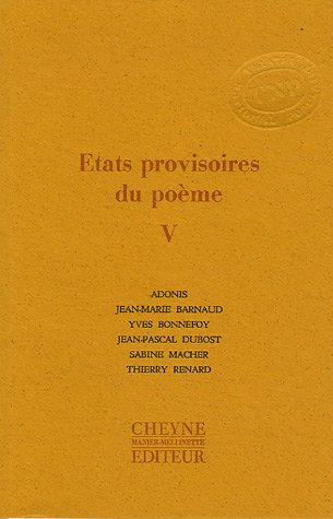 Etats provisoires du poème. Vol. 5