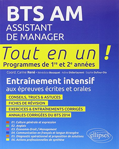BTS AM, assistant de manager : programme de 1re et 2e années : entraînement intensif aux épreuves éc