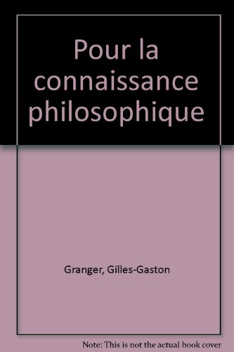 Pour la connaissance philosophique