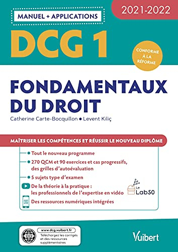 DCG 1, fondamentaux du droit : manuel + applications : conforme à la réforme, 2021-2022