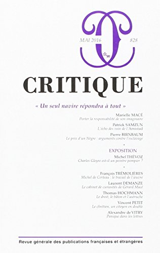 Critique, n° 828. Un seul navire répondra à tout