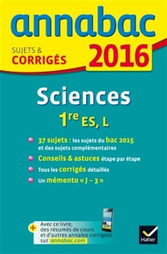 Sciences 1re ES, L : 2016