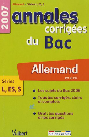 allemand lv1-lv2 séries l-es-s : annales corrigées du bac