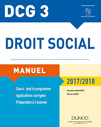 Droit social, DCG 3 : manuel : 2017-2018