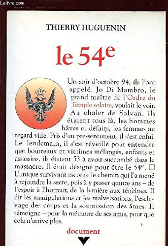le 54e. le rescapé du massacre de la secte du temple solaire