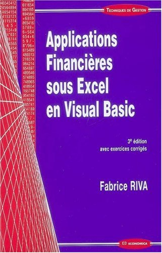 Applications financières sous Excel en Visual Basic