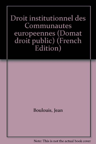 droit institutionnel des communautés europeennes