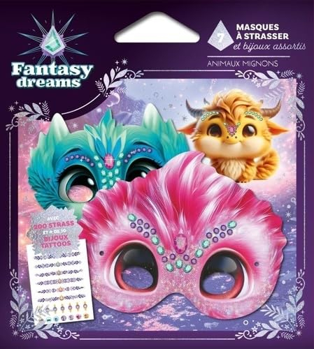 Animaux mignons : 7 masques à strasser et bijoux assortis