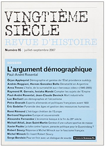 Vingtième siècle, n° 95. L'argument démographique