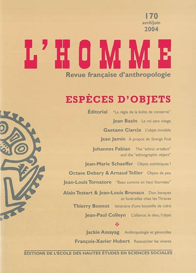 Homme (L'), n° 170. Espèces d'objet