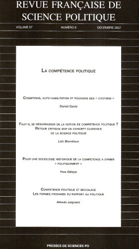 Revue française de science politique, n° 57-6. La compétence politique