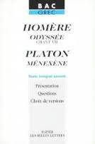homere odysse, vii, platon menexene, texte integral annoté
