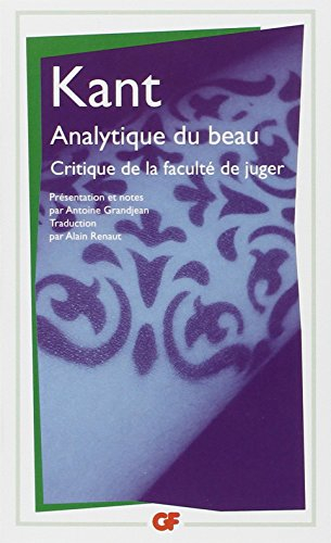 Critique de la faculté de juger : première section, Analytique de la faculté de juger esthétique. Vo