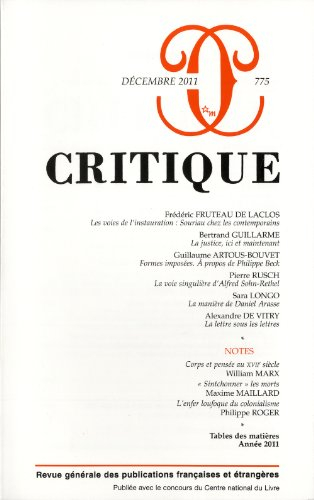 Critique, n° 775