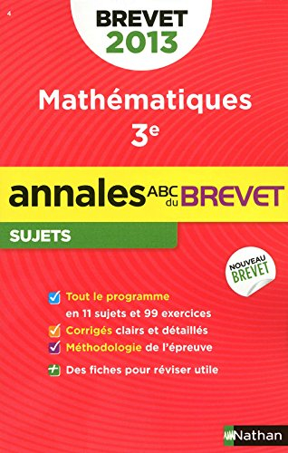 Mathématiques, 3e : brevet 2013