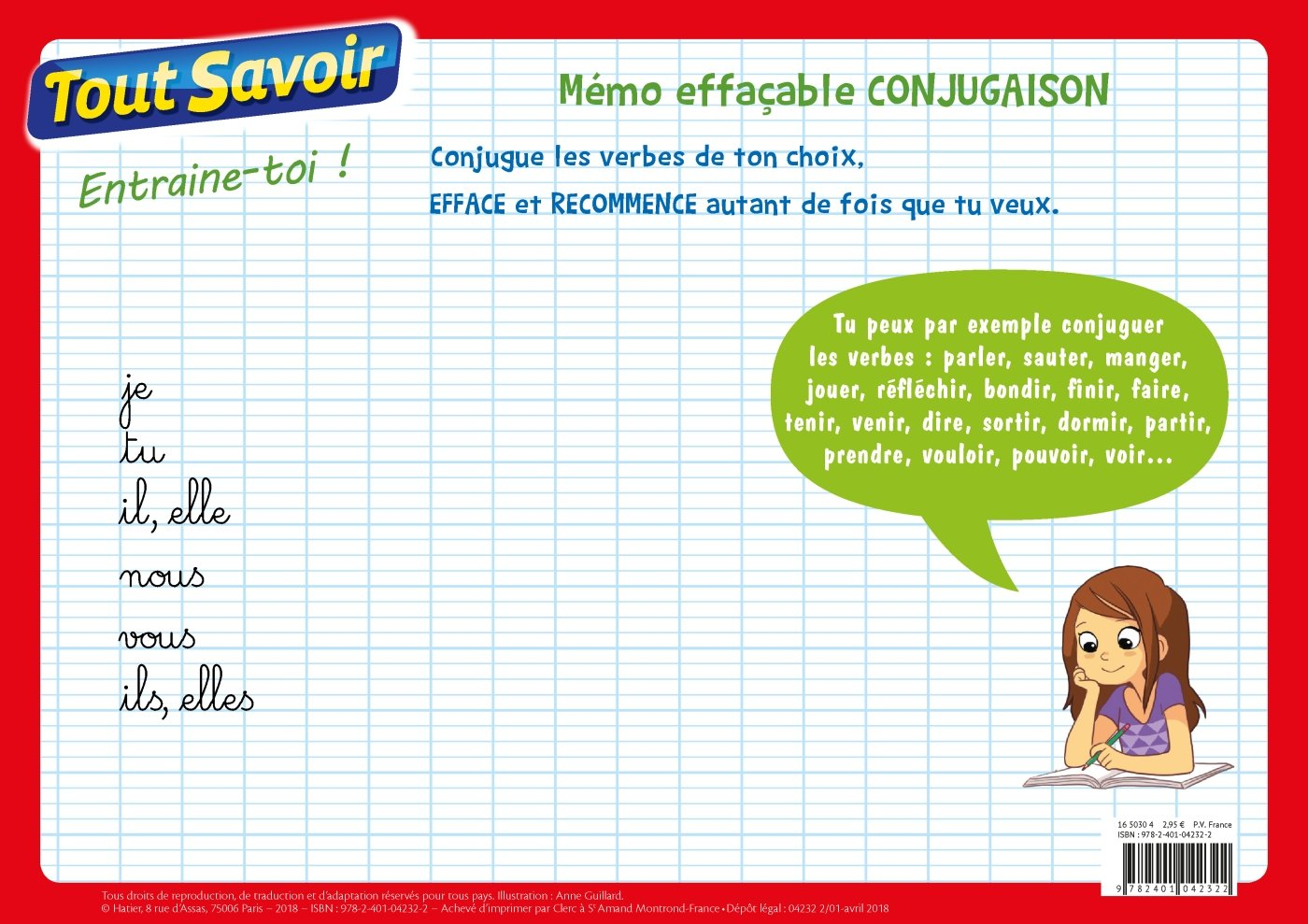 Conjugaison : mémo effaçable : CP, CE1, CE2