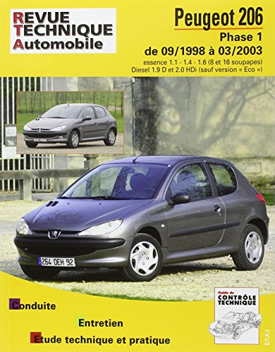 Peugeot 206 : phase 1 de 09-1988 à 03-2003 : essence 1.1, 1.4, 1.6 (8 et 16 soupapes) Diesel 1.9 D e