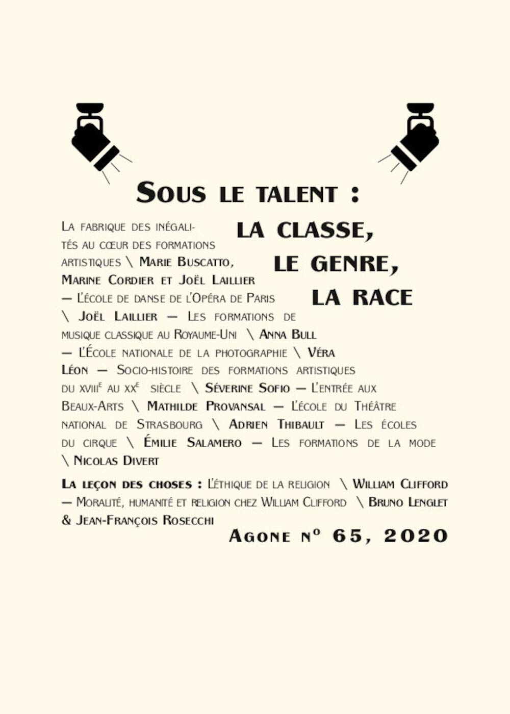 Agone, n° 65. Sous le talent : la classe, le genre, la race