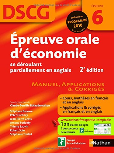 Epreuve orale d'économie se déroulant partiellement en anglais, DSCG épreuve 6 : manuel, application