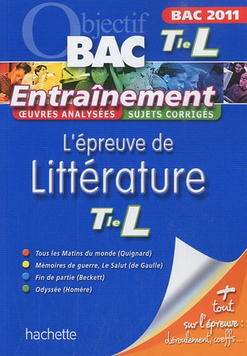 L'épreuve de littérature terminale L, bac 2011