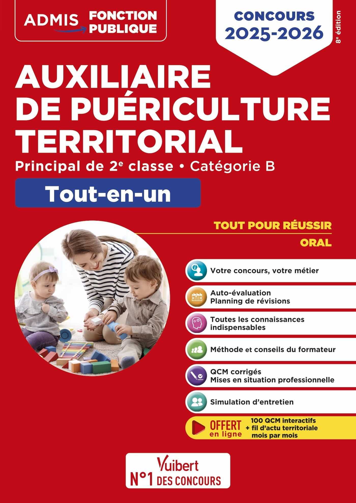 Auxiliaire de puériculture territorial : principal de 2e classe, catégorie B : tout-en-un, concours 