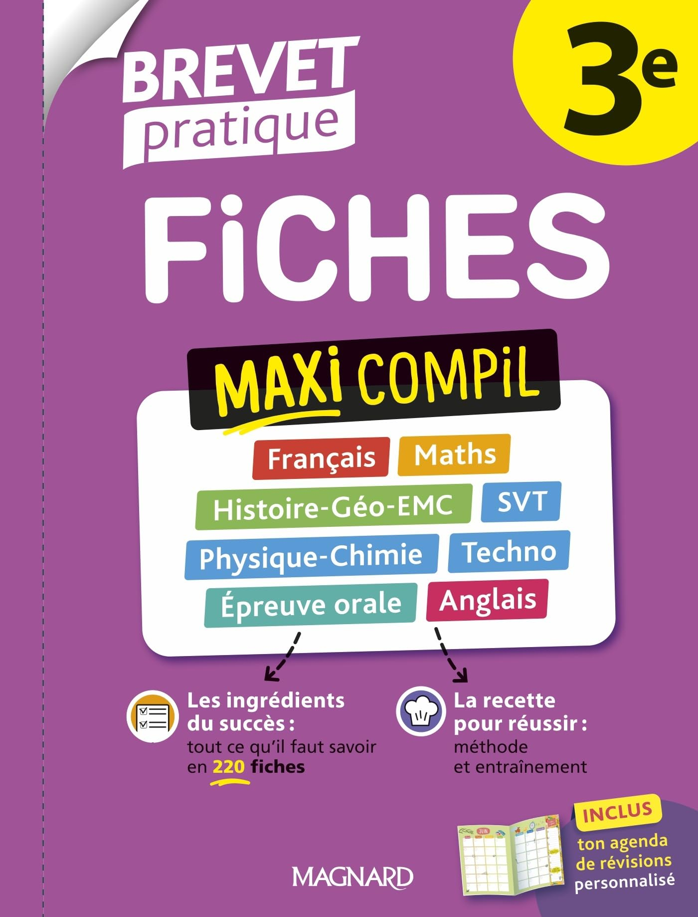Fiches maxi compil 3e : français, maths, histoire géo EMC, SVT, physique chimie, techno, épreuve ora
