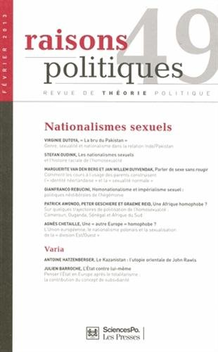 Raisons politiques, n° 49. Nationalismes sexuels