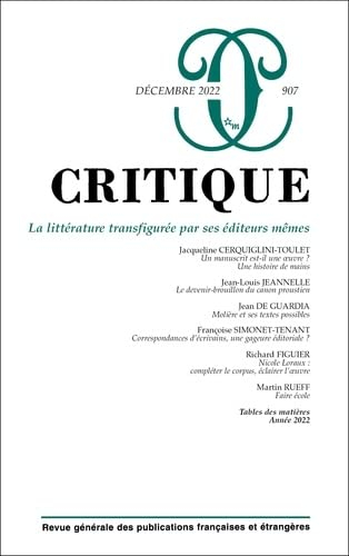 Critique, n° 907. La littérature transfigurée par ses éditeurs mêmes