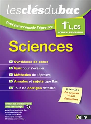 Sciences 1re L, ES : nouveau programme