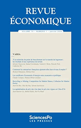 Revue économique, n° 74-1. Varia