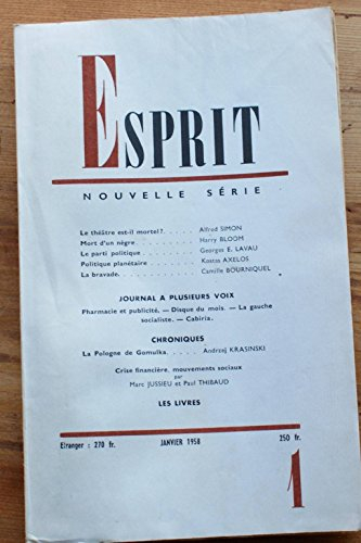 esprit n, 1 de janvier 1958 - vingt-sixième année