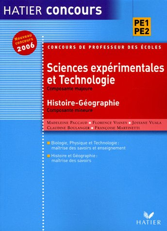 Sciences expérimentales et technologie, composante majeure, histoire-géographie, composante mineure,