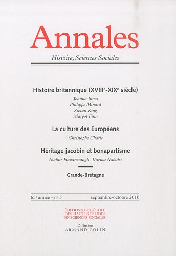 Annales, n° 5 (2010). Histoire britannique (XVIIIe-XIXe siècle)