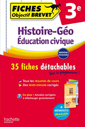 Histoire géo, éducation civique, 3e : 35 fiches détachables