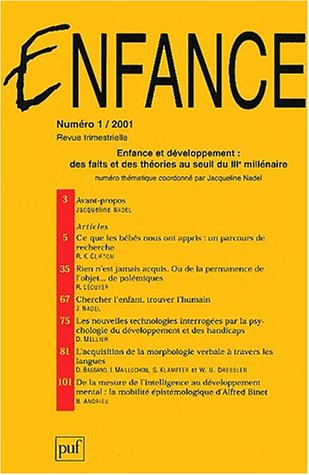 Enfance, n° 1 (2001). Enfance et développement