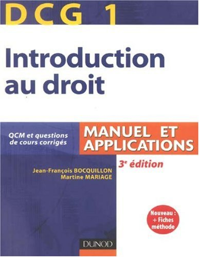 Introduction au droit, DCG1 : manuel et applications : avec QCM et questions de cours corrigés