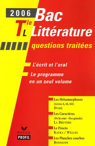 Bac littérature 2006, terminale L : questions traitées
