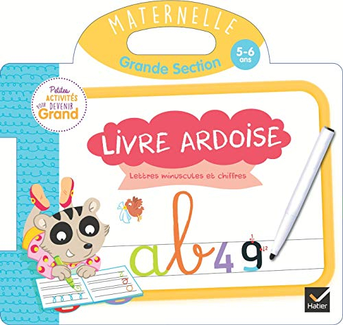 Livre ardoise, maternelle, grande section, 5-6 ans : lettres minuscules et chiffres