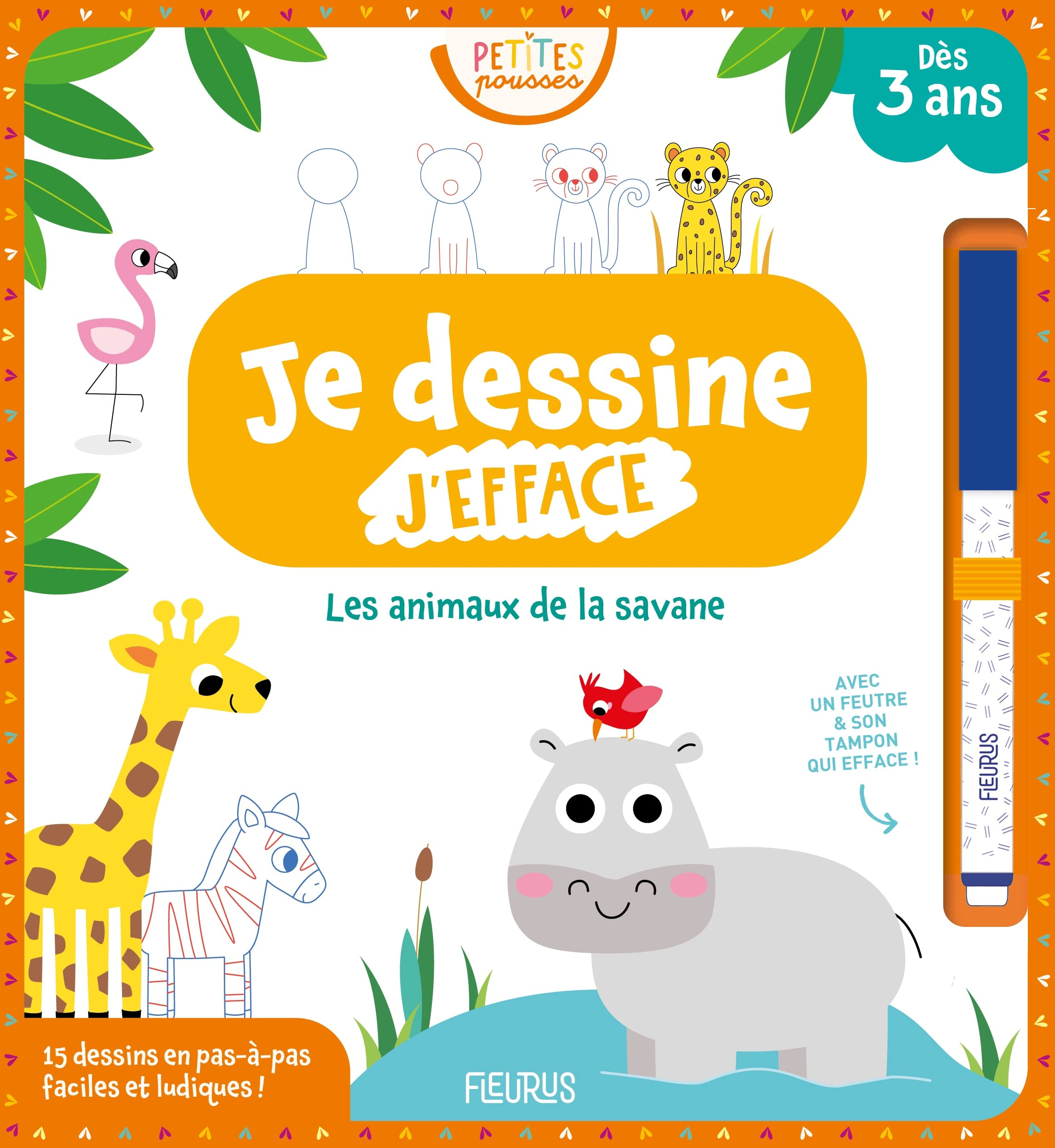 Les animaux de la savane : je dessine, j'efface
