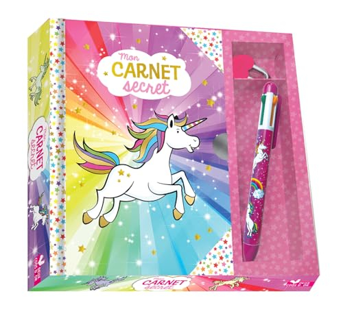 Mon carnet secret licorne : coffret avec stylo 4 couleurs