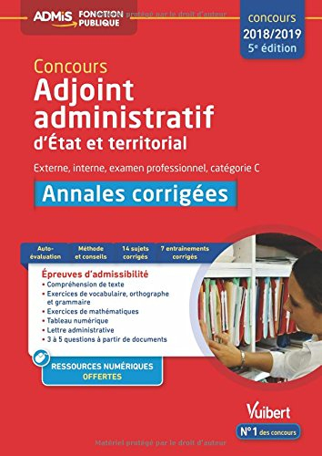 Concours adjoint administratif d'Etat et territorial : externe, interne, examen professionnel, catég
