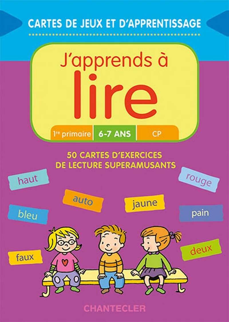 J'apprends à lire, 1re primaire, 6-7 ans, CP : 50 cartes d'exercices de lecture superamusants
