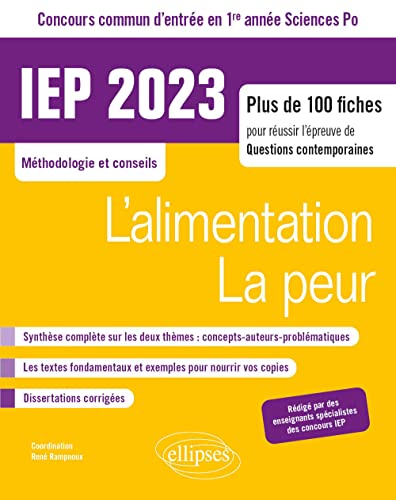 L'alimentation, la peur : IEP 2023, concours commun d'entrée en 1re année Sciences Po, méthodologie 