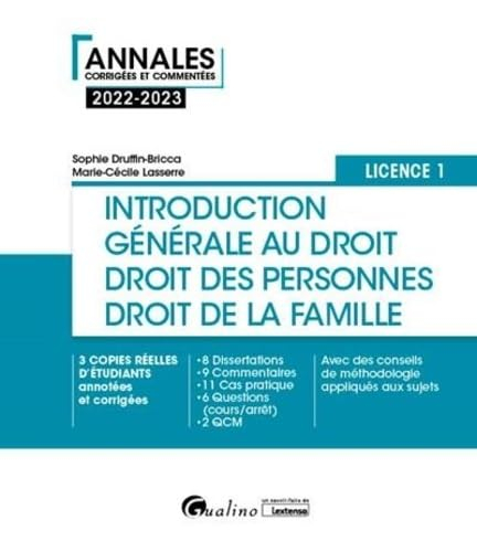 Introduction générale au droit, droit des personnes et de la famille : licence 1 : 2022-2023